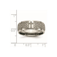 Titanium Polished Celtic Cross Laser Design 8mm Band