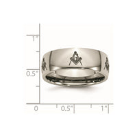 Titanium Polished Masonic Laser Design 8mm Band