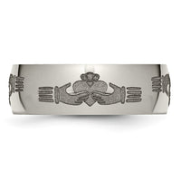 Titanium Polished Claddagh Laser Design 8mm Band