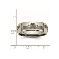 Titanium Polished Claddagh Laser Design 8mm Band