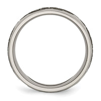 Titanium Polished Cross w/Flames Laser Design 8mm Band