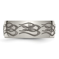 Titanium Polished Flame Laser Design 8mm Band