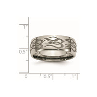 Titanium Polished Flame Laser Design 8mm Band