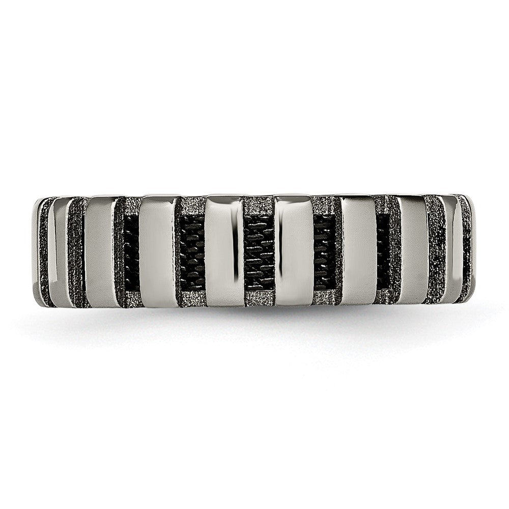 Titanium Polished w/Black IP-plated Wire 6mm Band