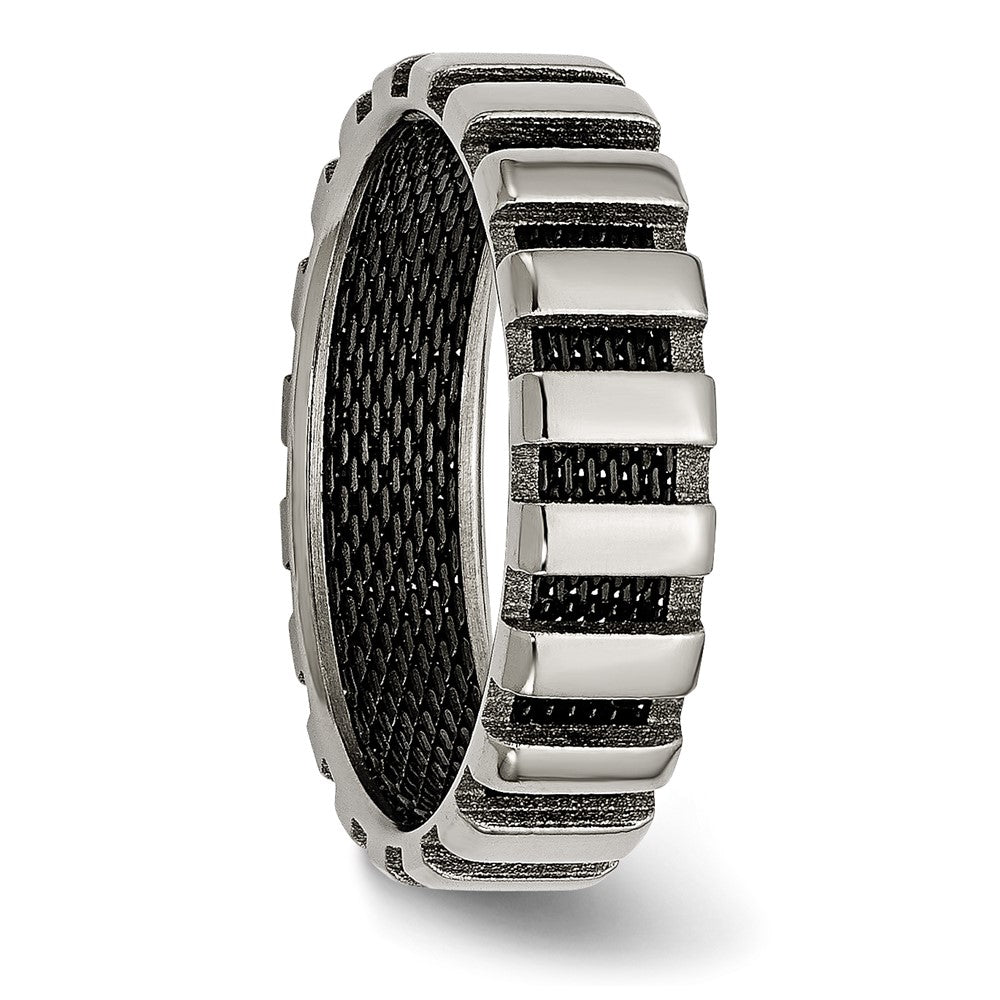 Titanium Polished w/Black IP-plated Wire 6mm Band