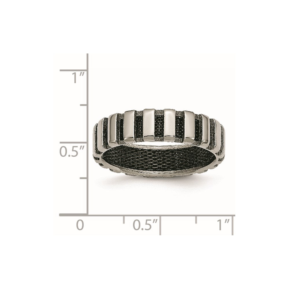 Titanium Polished w/Black IP-plated Wire 6mm Band