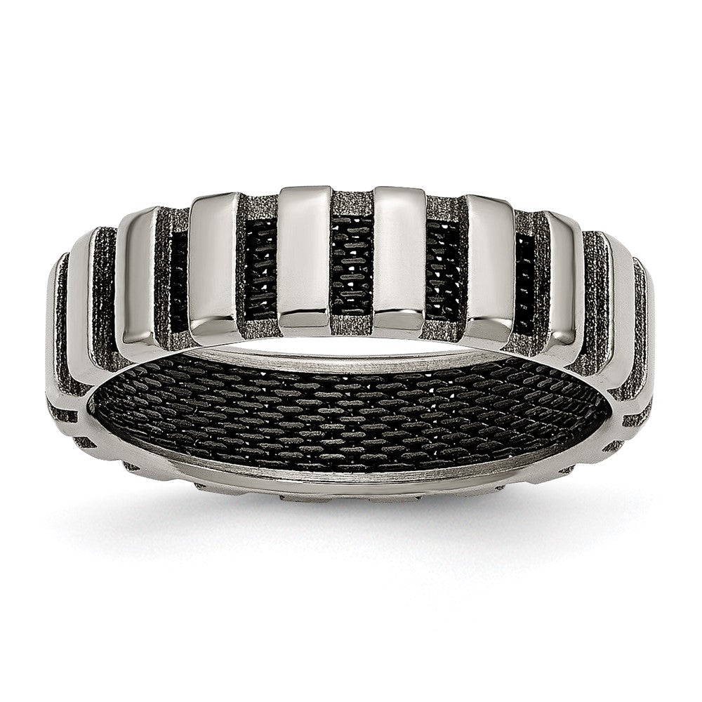 Titanium Polished w/Black IP-plated Wire 6mm Band