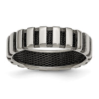 Titanium Polished w/Black IP-plated Wire 6mm Band