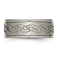 Titanium Brushed Center 9mm Scroll Design Band