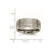Titanium Brushed Center 9mm Scroll Design Band