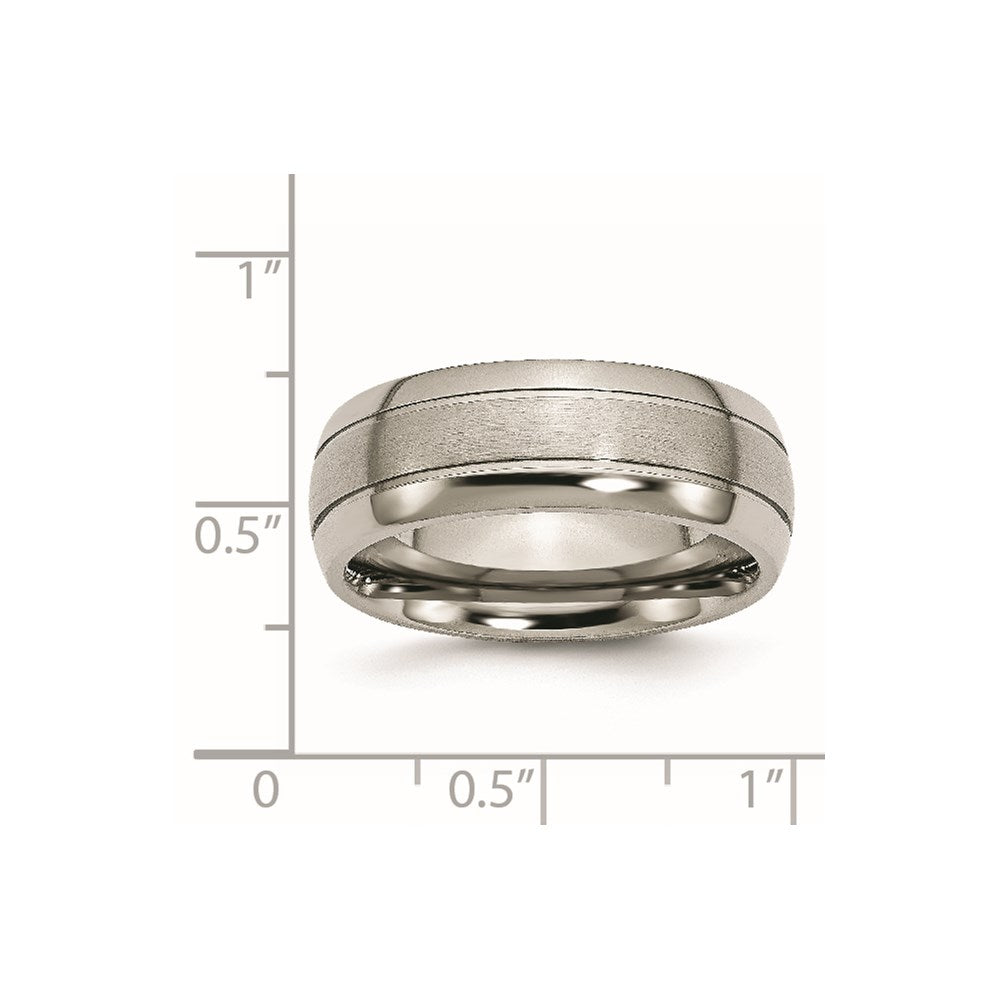 Titanium Brushed and Polished 8mm Grooved Band