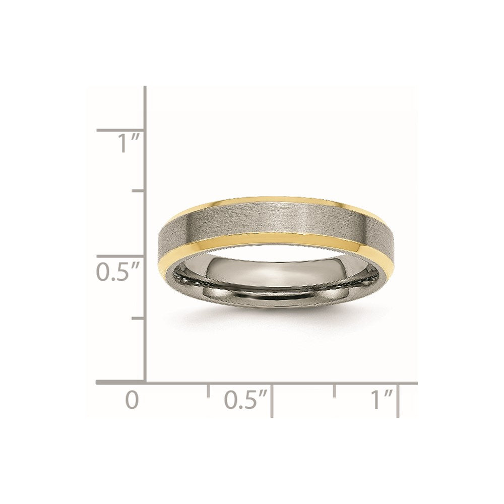 Titanium Brushed Yellow IP-plated 5mm Beveled Edge Band