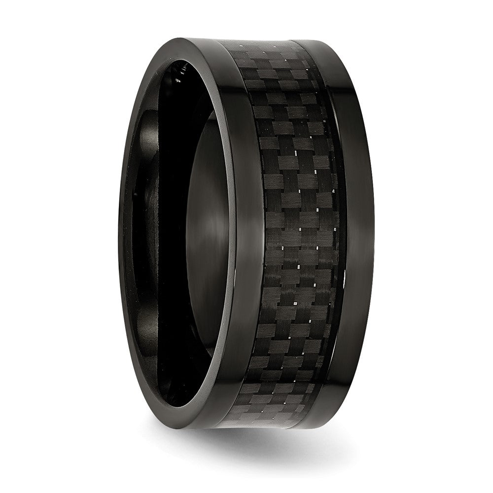 Titanium Polished Black IP-plated w/Carbon Fiber Inlay 9mm Band
