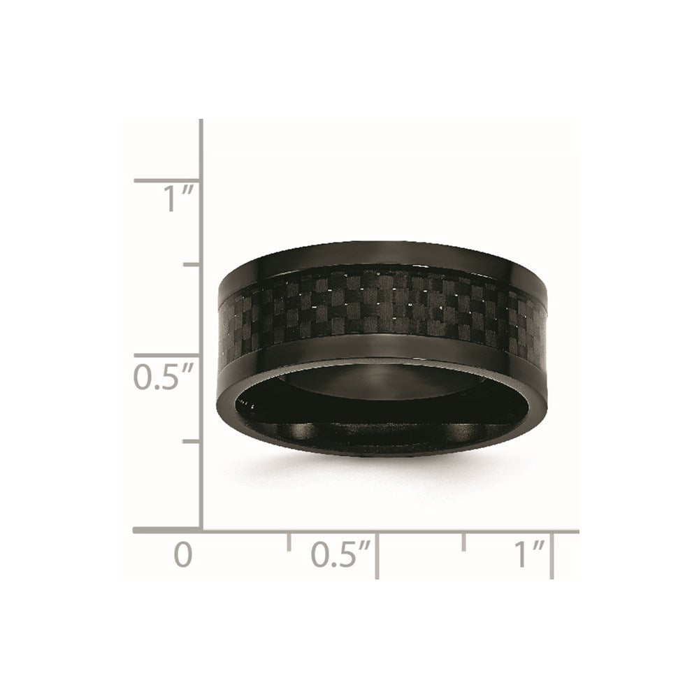Titanium Polished Black IP-plated w/Carbon Fiber Inlay 9mm Band