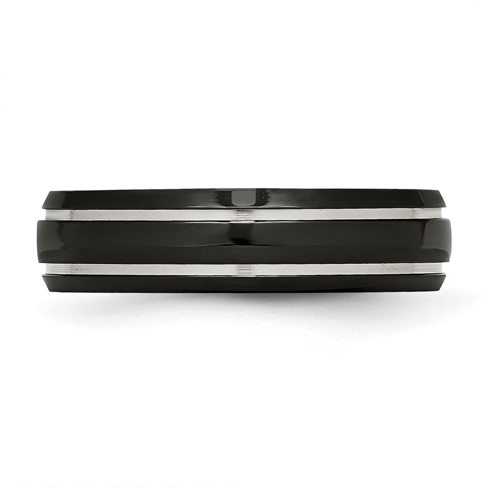Titanium Polished Black IP-plated 6mm Grooved Band