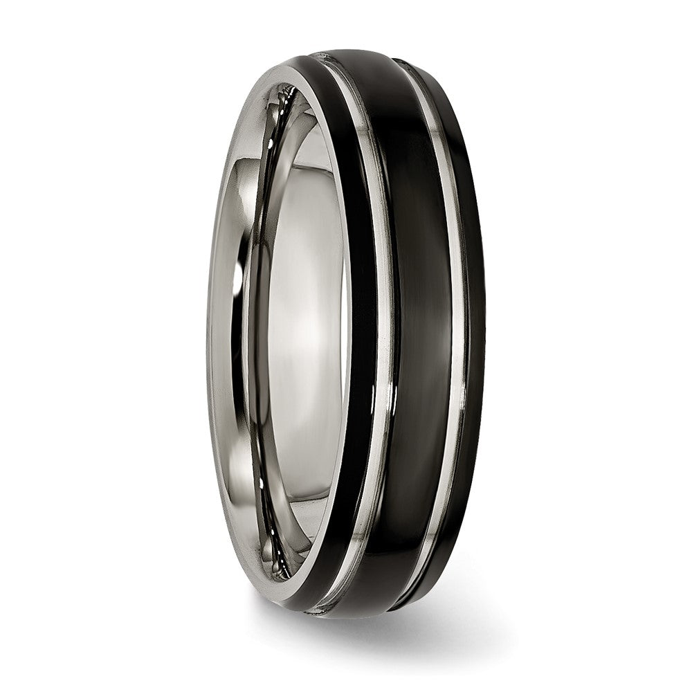 Titanium Polished Black IP-plated 6mm Grooved Band