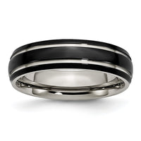 Titanium Polished Black IP-plated 6mm Grooved Band