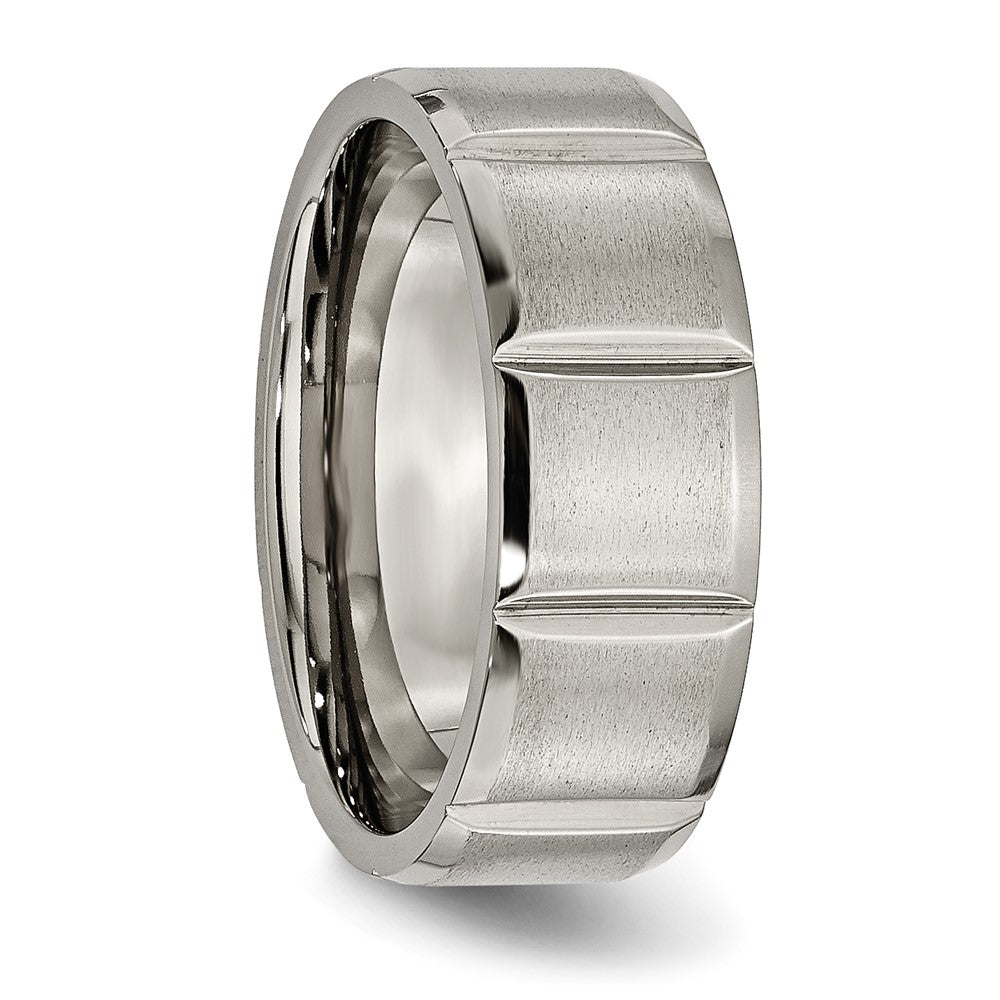 Titanium Satin and Polished 8mm Grooved Band
