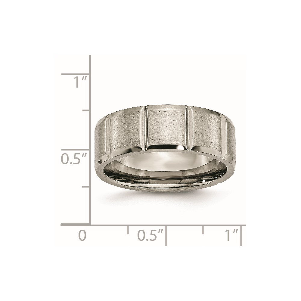 Titanium Satin and Polished 8mm Grooved Band