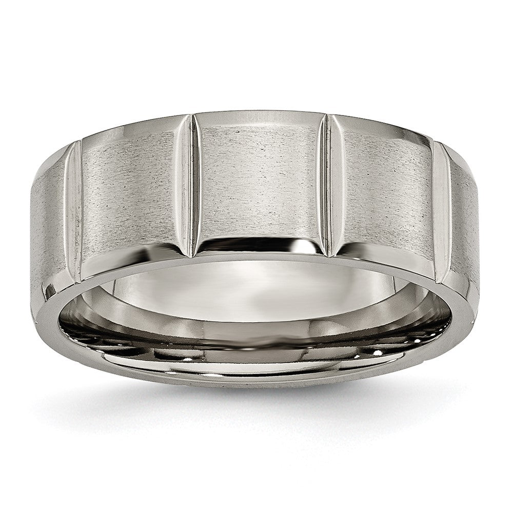 Titanium Satin and Polished 8mm Grooved Band
