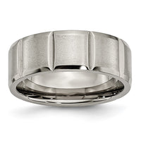 Titanium Satin and Polished 8mm Grooved Band