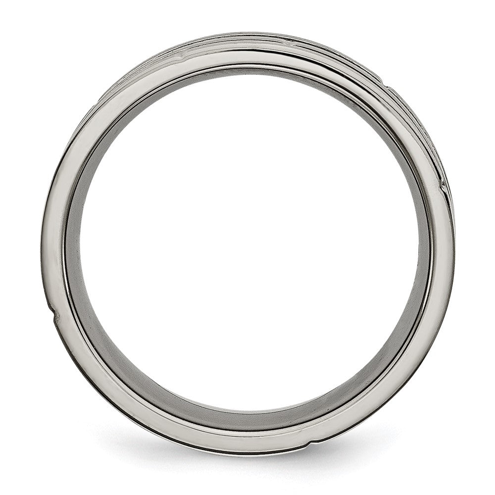 Titanium Polished/Satin 8mm Grooved & Notched Band