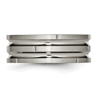 Titanium Polished/Satin 8mm Grooved & Notched Band