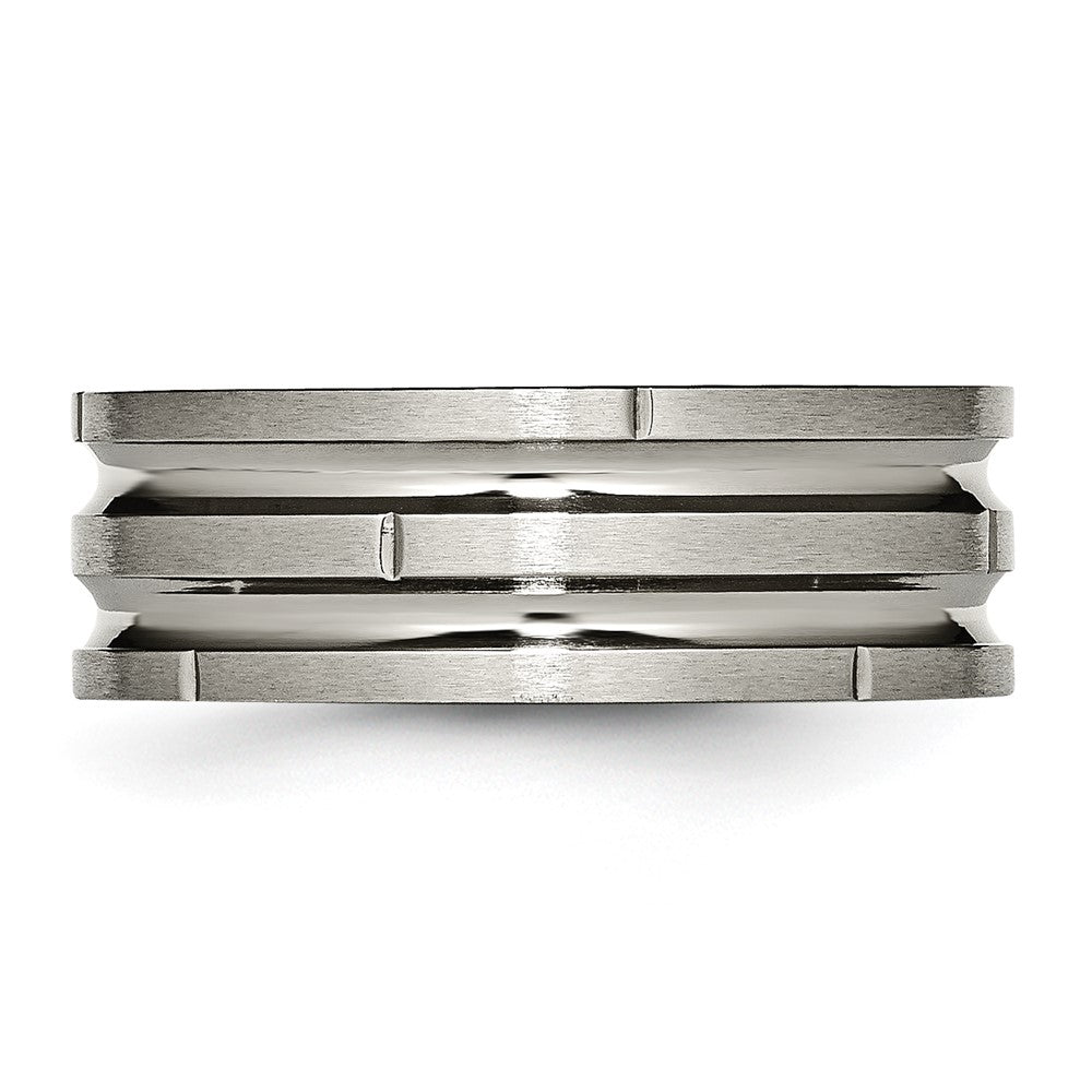 Titanium Polished/Satin 8mm Grooved & Notched Band
