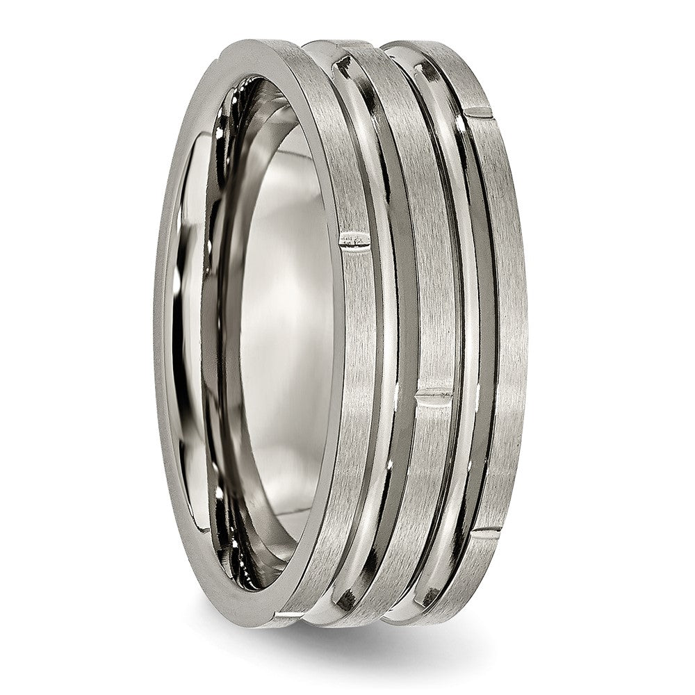Titanium Polished/Satin 8mm Grooved & Notched Band
