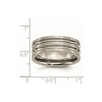 Titanium Polished/Satin 8mm Grooved & Notched Band