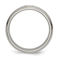 Titanium Brushed Center Cross Design 6mm Beveled Edge Band