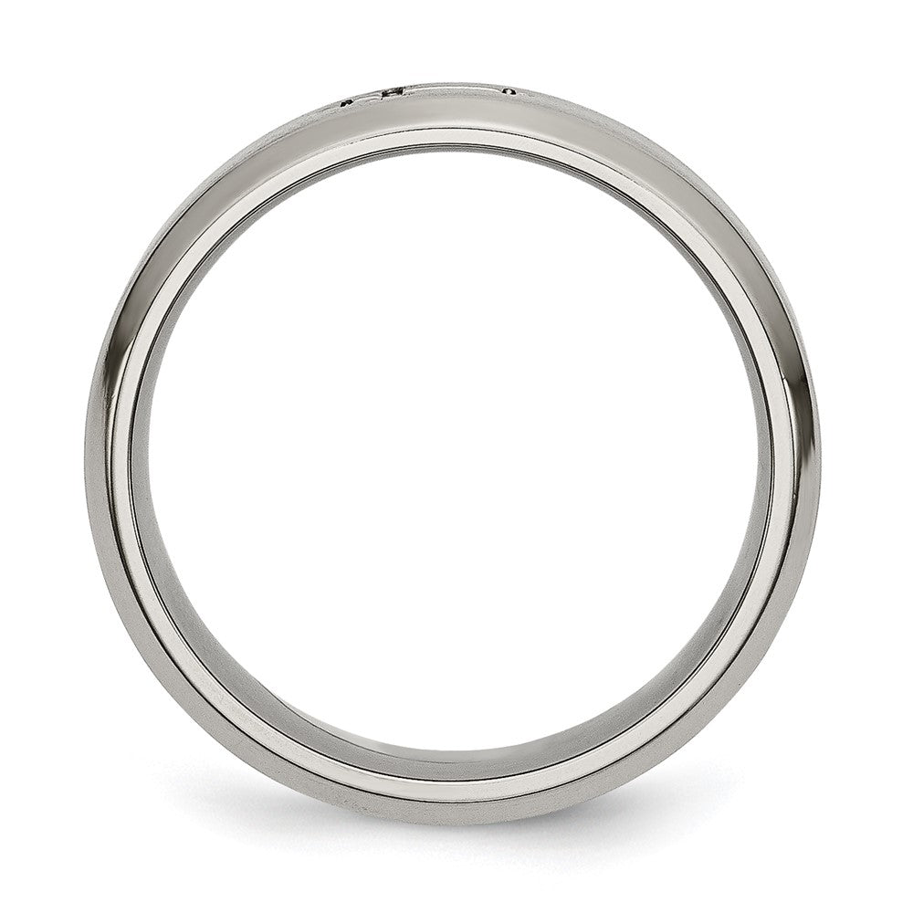 Titanium Brushed Center Cross Design 6mm Beveled Edge Band