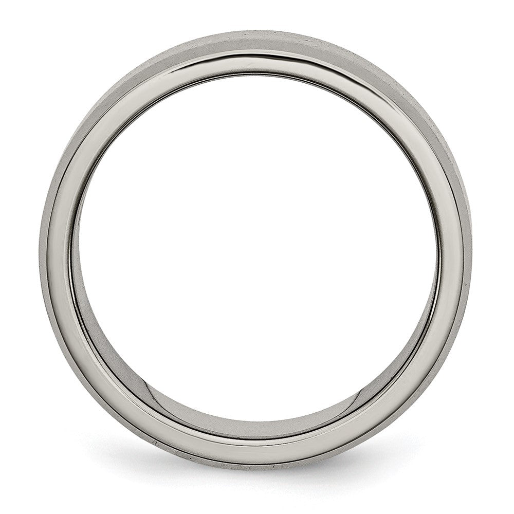 Titanium Brushed Center Cross Design 8mm Beveled Edge Band