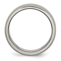 Titanium Brushed Center Cross Design 8mm Beveled Edge Band