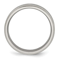 Titanium Brushed Center Black Enamel 6mm Ridged Edge Band