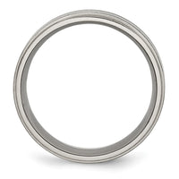 Titanium Satin Center Black Enamel 8mm Ridged Edge Band