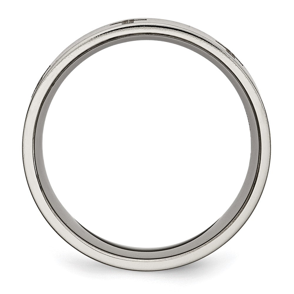 Titanium Brushed Cross Laser Design 8mm Flat Band