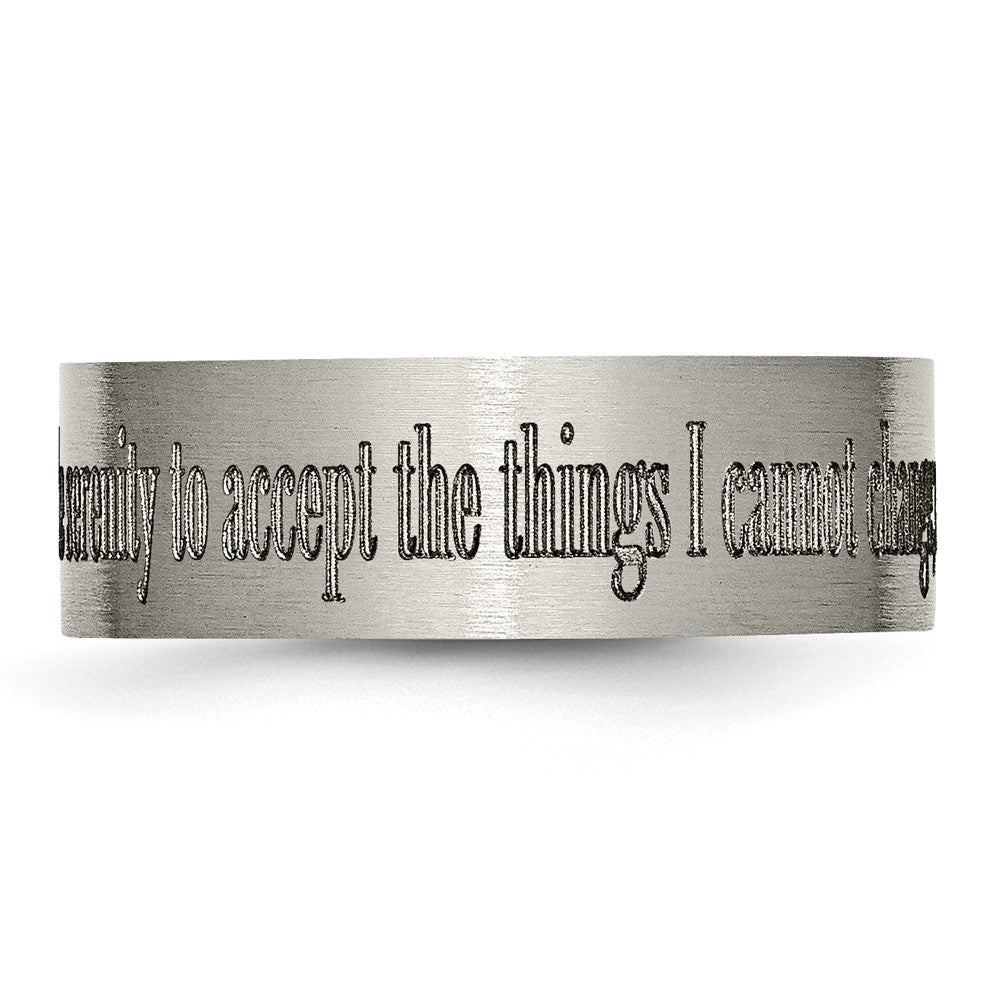 Titanium Brushed Serenity Prayer Laser Design 8mm Flat Band