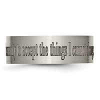 Titanium Brushed Serenity Prayer Laser Design 8mm Flat Band