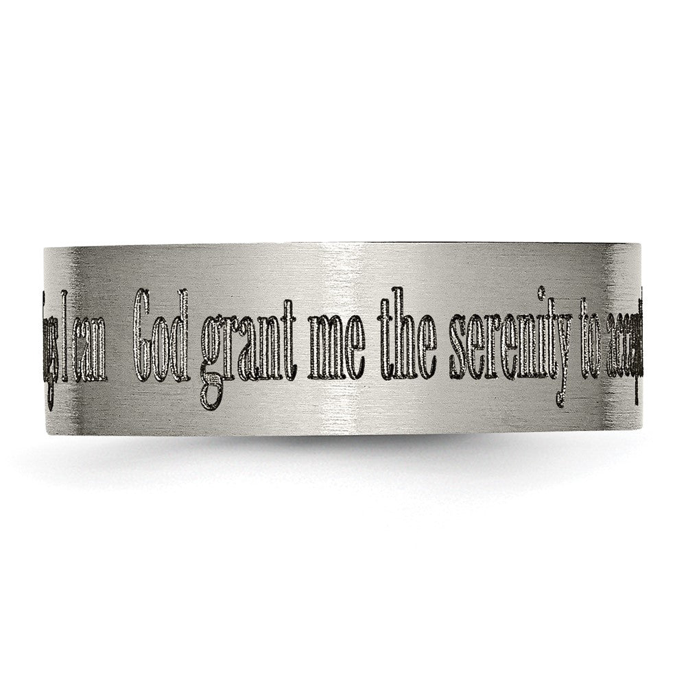 Titanium Brushed Serenity Prayer Laser Design 8mm Flat Band