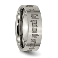 Titanium Brushed Serenity Prayer Laser Design 8mm Flat Band