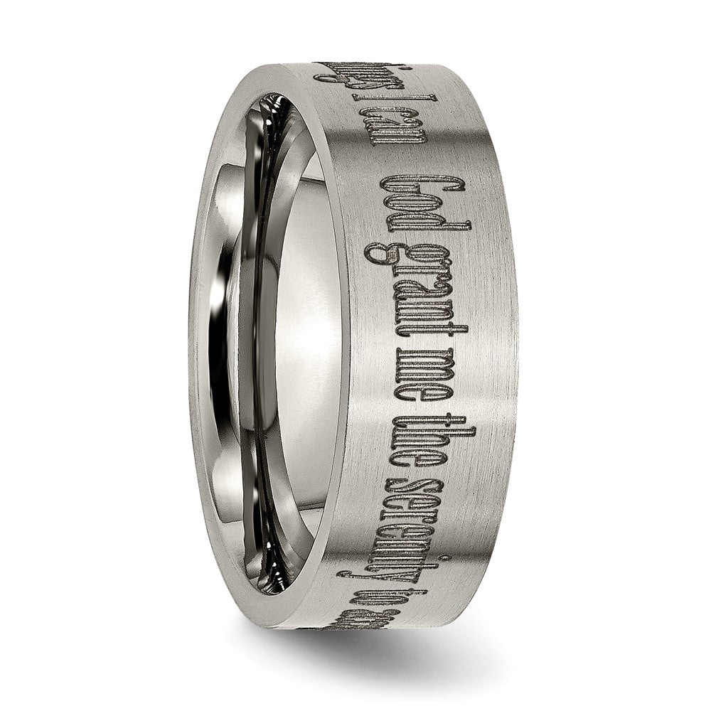 Titanium Brushed Serenity Prayer Laser Design 8mm Flat Band