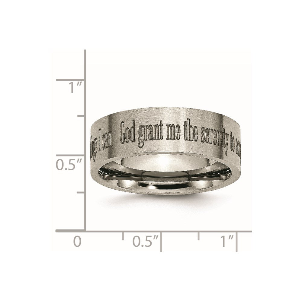 Titanium Brushed Serenity Prayer Laser Design 8mm Flat Band