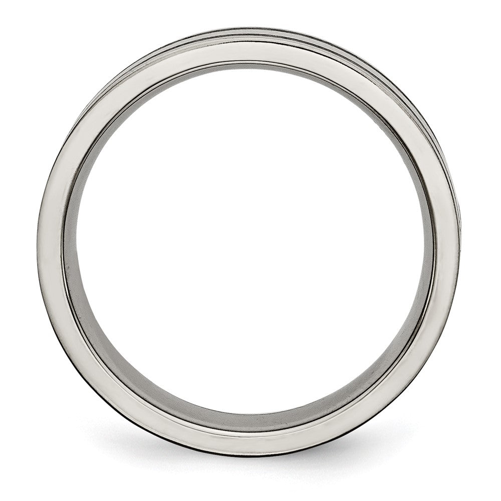 Titanium Brushed Black Enamel 6mm Flat Band