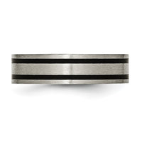 Titanium Brushed Black Enamel 6mm Flat Band