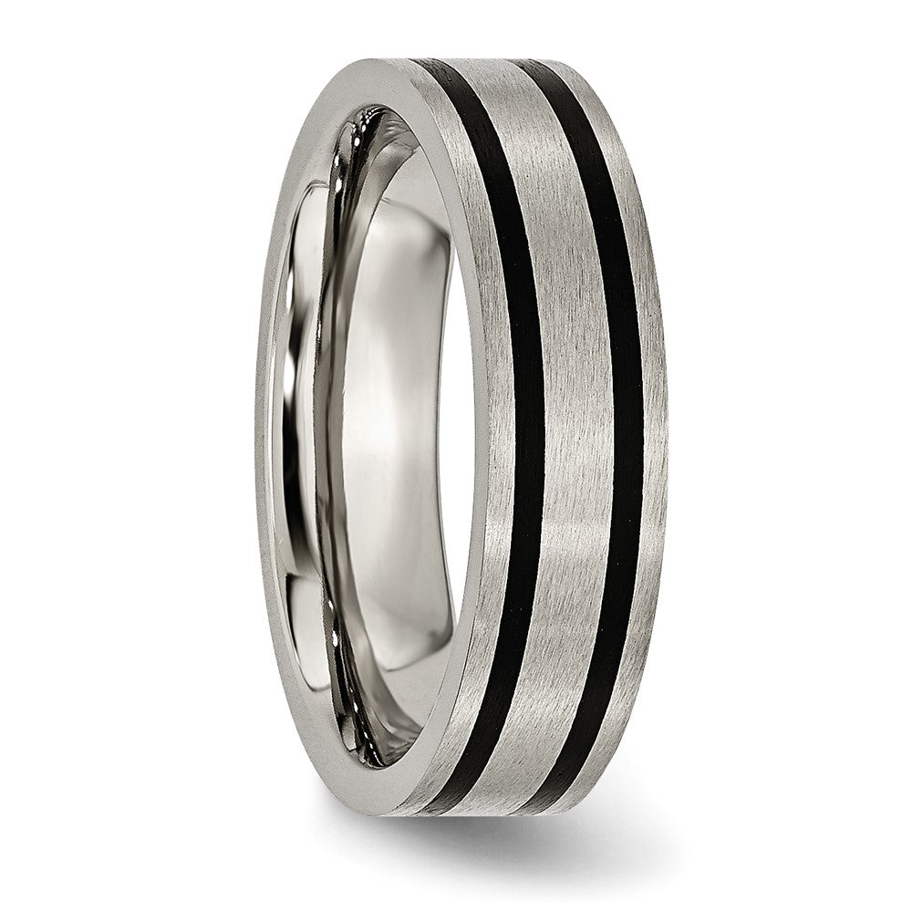 Titanium Brushed Black Enamel 6mm Flat Band
