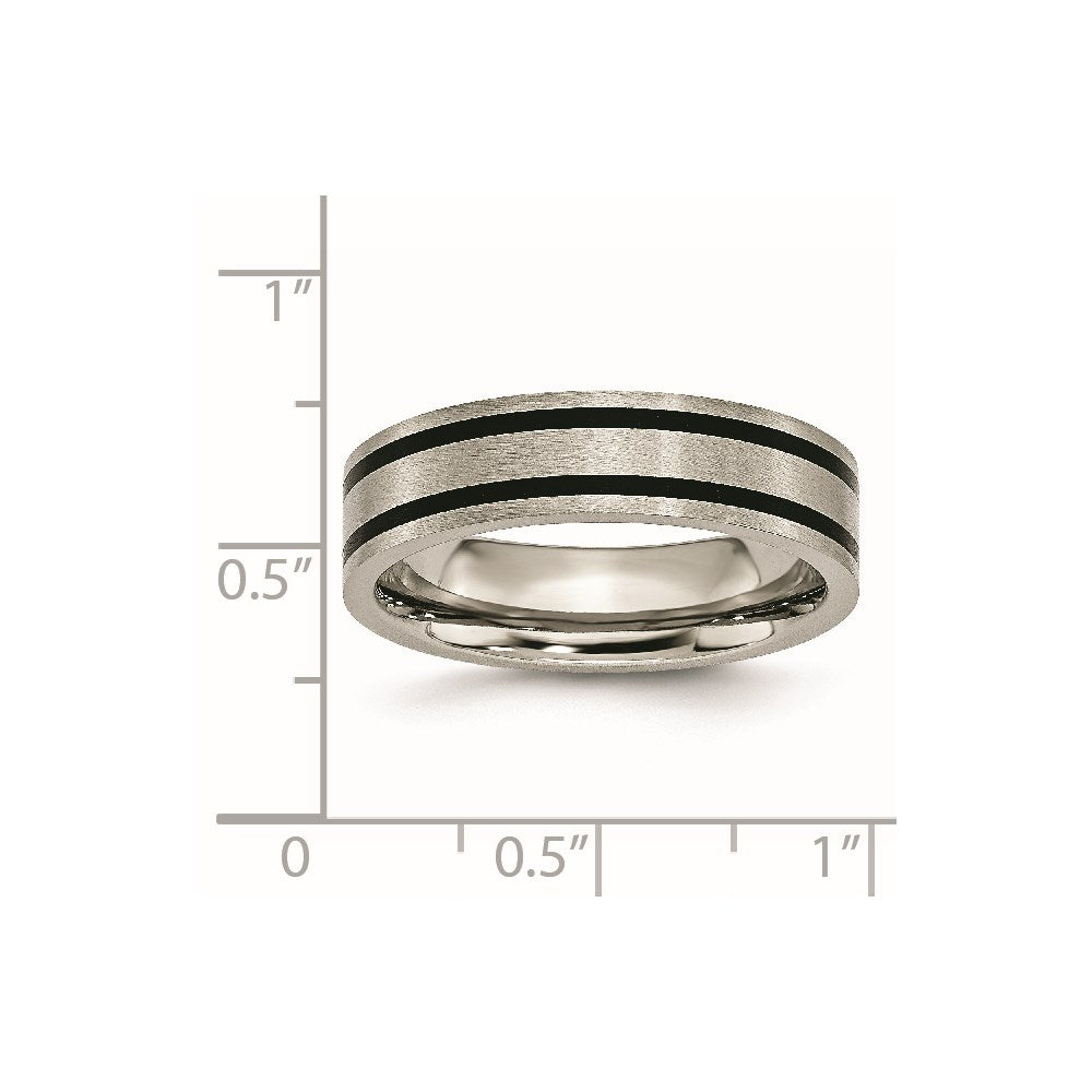 Titanium Brushed Black Enamel 6mm Flat Band
