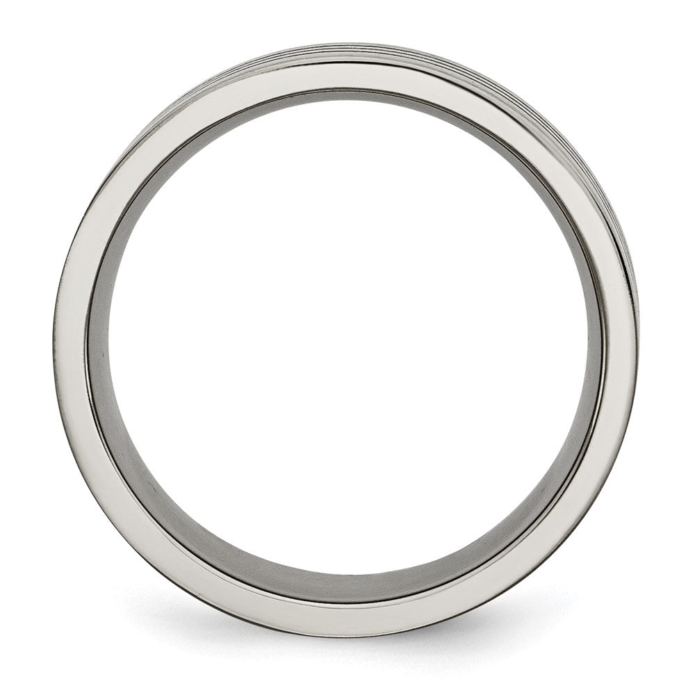 Titanium Satin and Polished Black Enamel Striped 8mm Flat Band