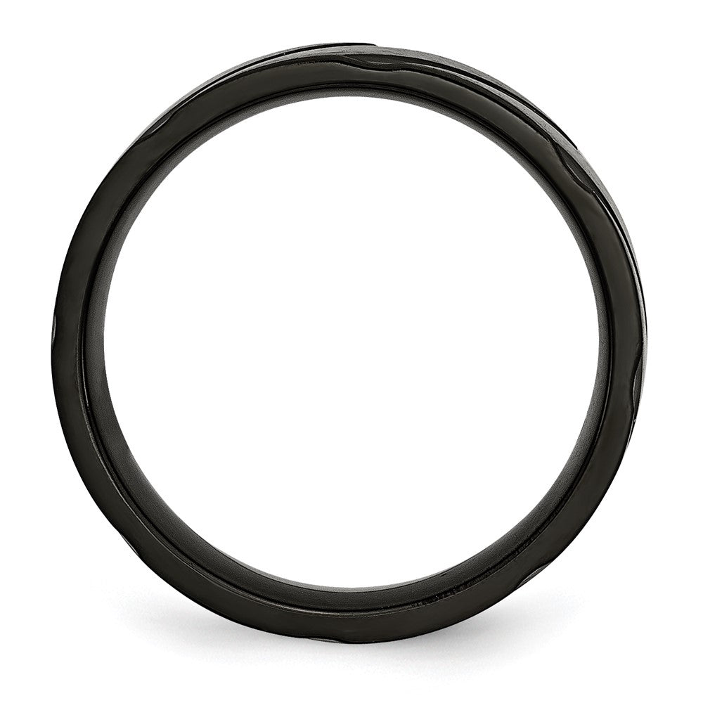 Titanium Brushed and Polished Black IP-plated Swirl Design 6mm Band
