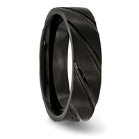 Titanium Brushed and Polished Black IP-plated Swirl Design 6mm Band